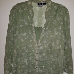 Moss green floral tunic